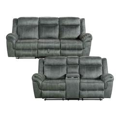 Tasso 2PC Living Room Set in FB367 Charcoal-Sofa & Loveseat