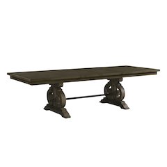 Stanford 6PC Dining Set in Charcoal-Table, 4 Wooden Swirl Back Side Chairs,Bench