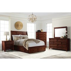 Damen Queen Storage Bed in Rich Cherry