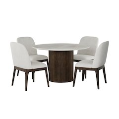 Sylvie 5PC Standard Height Dining Set in Dark Brown-Round Table and Four Chairs