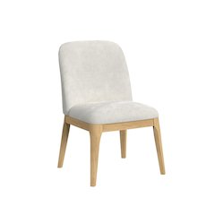 Sutton Dining Side Chair with White Fabric in Natural