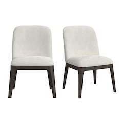 Sylvie Dining Side Chair with White Fabric in Dark Brown (2 Per Carton)
