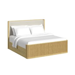 Sutton King UPH Bed with White Fabric in Natural
