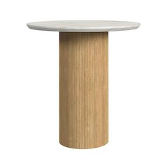 Sutton Round End Table with White Faux Marble Top and Base in Natural