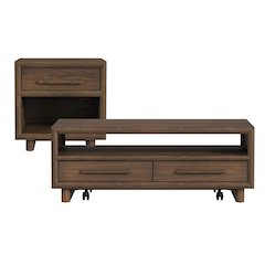 Perth 2PC Occasional Table Set in Brown-Coffee Table & End Table