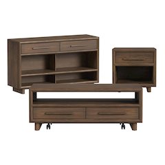Perth 3PC Occasional Table Set in Brown-Coffee Table, End Table & Sofa Table