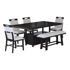Transcend 6PC Counter Height Dining Set in Charcoal-Table, Four Chairs & Bench
