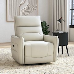 Rodger P1 Recliner with Glider and Swivel in Del Mar Cream
