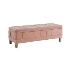 Pink Tufted Ottoman with Storage Bench for Bedrooms and Entryways