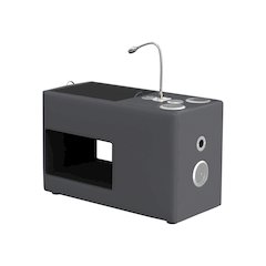 Booker Nightstand with Electronic Features in Grey PU