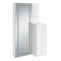 Alberta  Floor Mirror With Storage in White