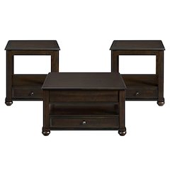 3PC Occasional Table Set in Cherry-Square Lift-Top Coffee Table & Two End Table