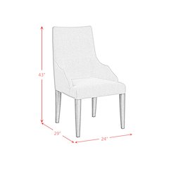 Marietta Dining Host Chair with Grey Fabric in Medium Brown (2 Per Carton)