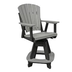 Outdoor Dining Chair With Swivel Arm And Light Gray Finish On Black Base