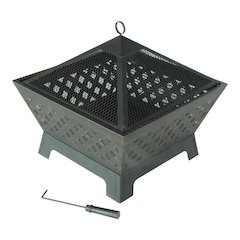Fire Pit and Grill, Steel, Deep Bowl, Antique Bronze