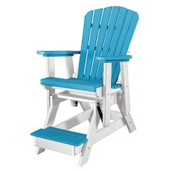 Fan Back Balcony Glider, Single Chair, Elevated Seating, All-Weather HDPE, Blue