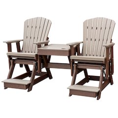 Double Glider Balcony Height, Brown 2-Seater, All-Weather Poly Lumber Furniture