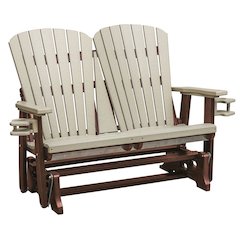 Dual Fan Back Glider, 2-Person, Cupholders, All-Weather Poly Lumber, Brown