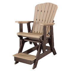 Balcony Glider Chair, Cedar Brown, Elevated Seating, Heavy Duty Poly