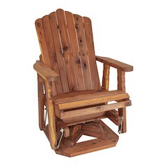 Adirondack Swivel Glider, Single Chair, Brown Wood Design