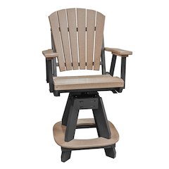 Counter Height Swivel Chair, Cedar, Polyethylene, Fan Back