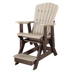 Balcony Glider Chair, Weatherwood Brown, Elevated Seating, Heavy Duty Poly