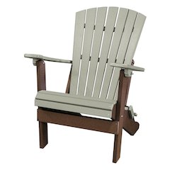 Fan Back Folding Adirondack Chair, Weatherwood Brown, Heavy Duty, Patio Seating