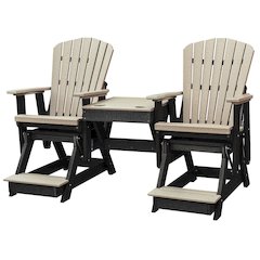 Double Glider Balcony Height, Center Table, 2-Seater, Brown HDPE Furniture