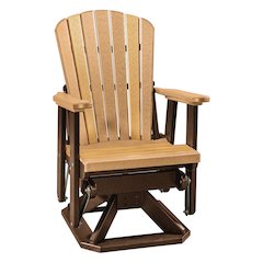 Fan Back Swivel Glider, Cedar Brown, Heavy Duty Polyethylene, Porch Seating