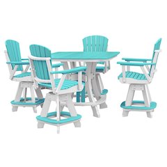 Square Counter Height Dining Set, 5-Piece, All-Weather HDPE Furniture, Blue