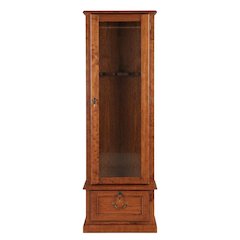 Wood Gun Cabinet with Lockable Tempered Glass Door and Drop-Down Storage