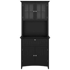 MDF Kitchen Buffet Hutch Cabinet with Framed Glass Doors and Drawer with Storage