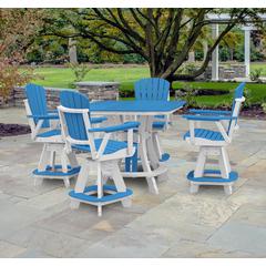 OS Home and Office Model CS130BW-K Five Piece Square Counter Height Dining Set in Blue on a White Base