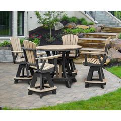 OS Home and Office Model CR130WWBK-K Five Piece Round Counter Height Dining Set in Weatherwood on a Black Base
