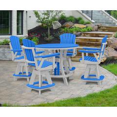 OS Home and Office Model CR130BW-K Five Piece Round Counter Height Dining Set in Blue on a White Base