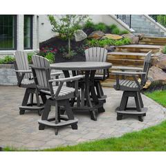 OS Home and Office Model CR130LGB-K Five Piece Round Counter Height Dining Set in Light Gray on a Black Base