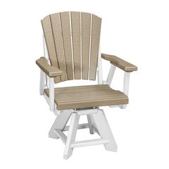 Dining Height Swivel Arm Chair in Weatherwood with a White Base