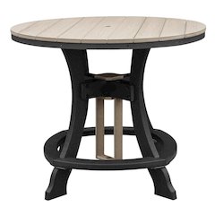 Black Base Round Outdoor Dining Table With Black Base And Polyethylene Material