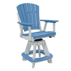Blue Counter Height Swivel Arm Chair With White Base And Comfortable Design