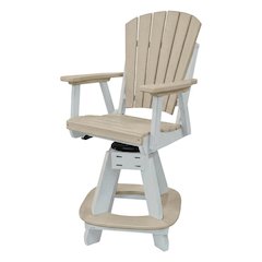 White Finish Counter Height Swivel Arm Chair With White Base For Outdoor Dining