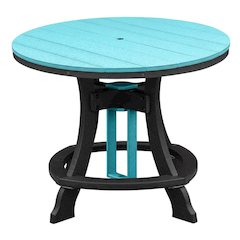 Aruba Blue Counter Height Round Table With Black Base For Outdoor Dining