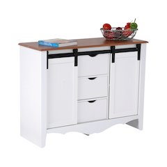 Countryside Barn Door Buffet with Two Sliding Barn Doors and Three Drawers