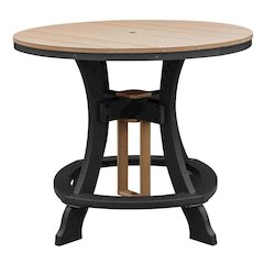 Round Cedar Outdoor Dining Table With Black Base, 44 Inches Wide