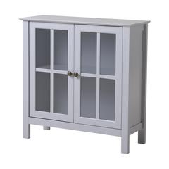Dark Gray Glass Door Accent and Display Cabinet