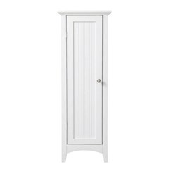 Metal and wood kitchen storage pantry with one door, space-saving design