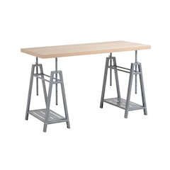 Adjustable Height Desk, Metal Base, Outdoor Finish, Cross Hatch Birch, Durable