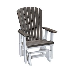 Fan Back Glider in Coastal Gray Woodgrain with a White Base, Made in the USA