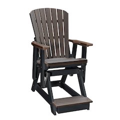 Fan Back Balcony Glider in Brazilian Walnut on a Black Base