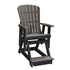 Fan Back Balcony Glider in Coastal Gray on a Black Base