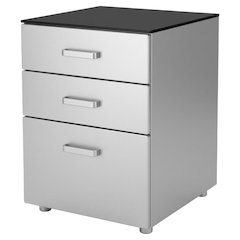 Black Metal Storage Cabinet With Silver Fronts For Garage Organization